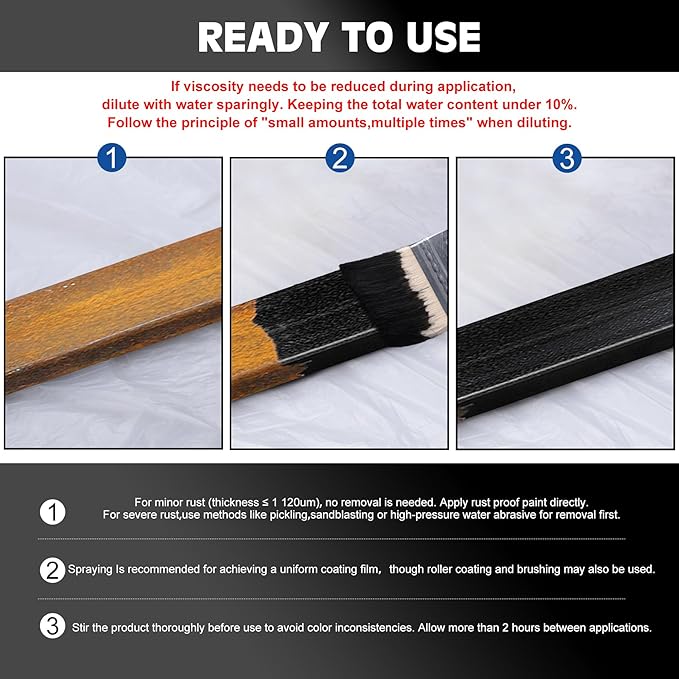 Rust Converter Paint - 32oz Water-Based Rust Reformer & Metal Primer, Semi-Gloss Black Rust Preventive Paint for Metal, Anti-Rust Coating Rust Paint Encapsulator for Maximum Rust, Corrosion Protection