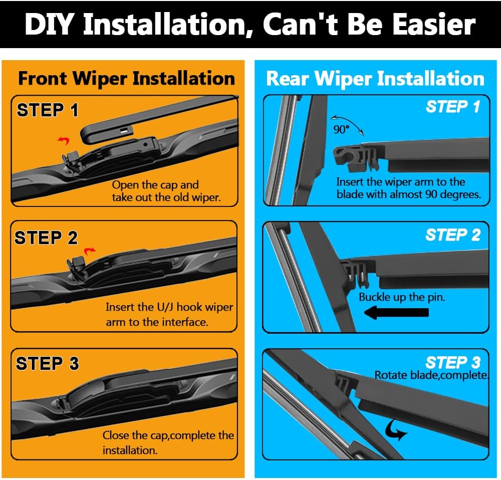 AUTOBOO 26"+18" Windshield Wipers with 14" Rear Wiper Blade Replacement for Jeep Cherokee 2022 2021 2020 2019 2018 2017 2016 2015 2014 - Original Factory Quality (Pack of 3)