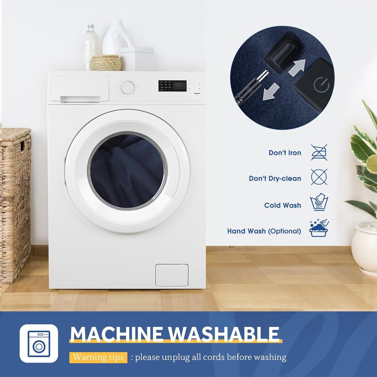 Sealy 12-Volt Heated Car Blanket, Portable Electric Blanket with 3 Heating Levels & 4 Hours Auto Off for Car, Truck, SUV, RV or Camping, Machine Washable, 59" X 43", Navy