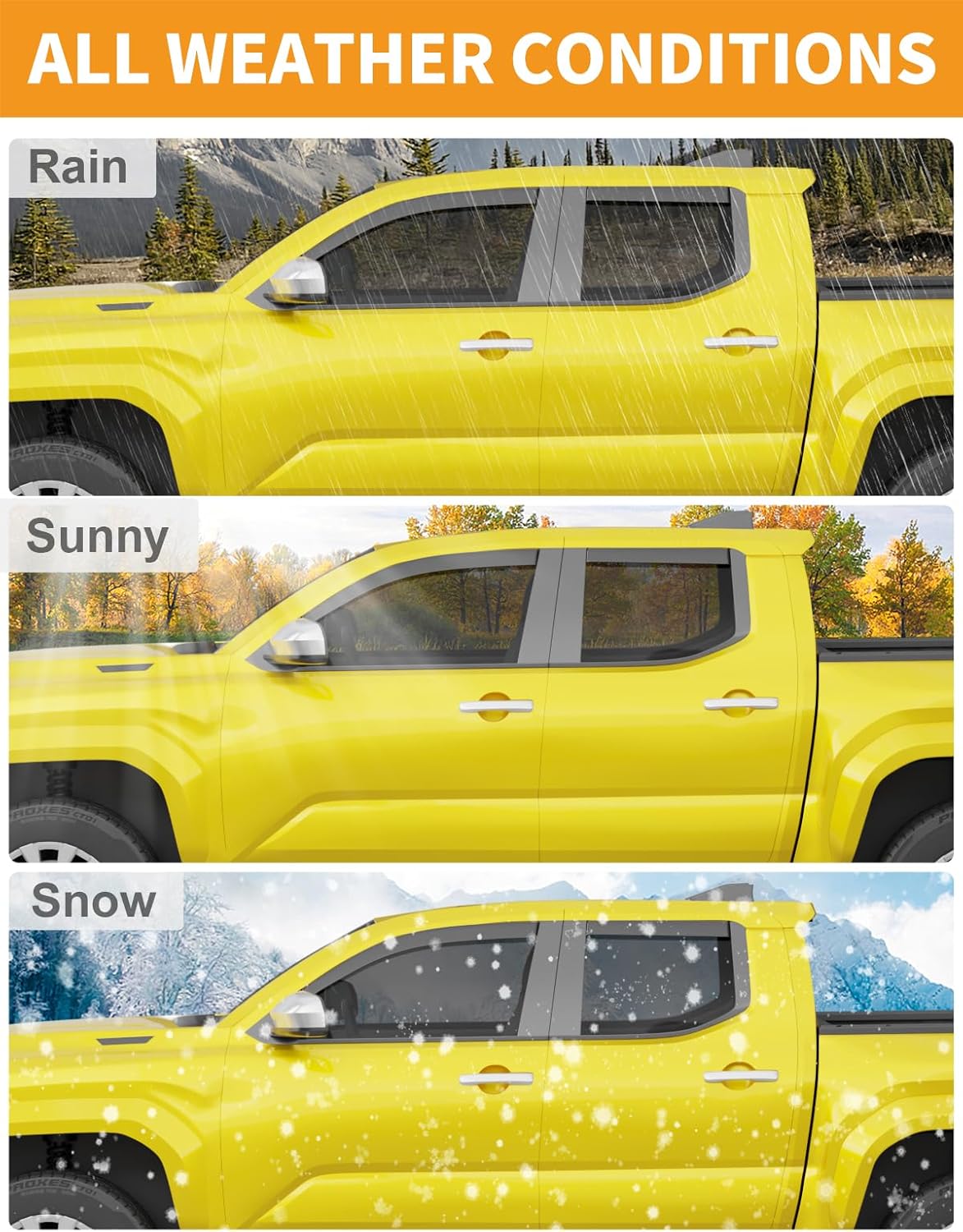 in-Channel Window Rain Guards Fit for Truck Toyota Tacoma 2024 2025 Double Cab with 4 Full-Size Doors Extra Durable Window Deflectors Vent Visors Shades Car Accessories Visors Rain Guards