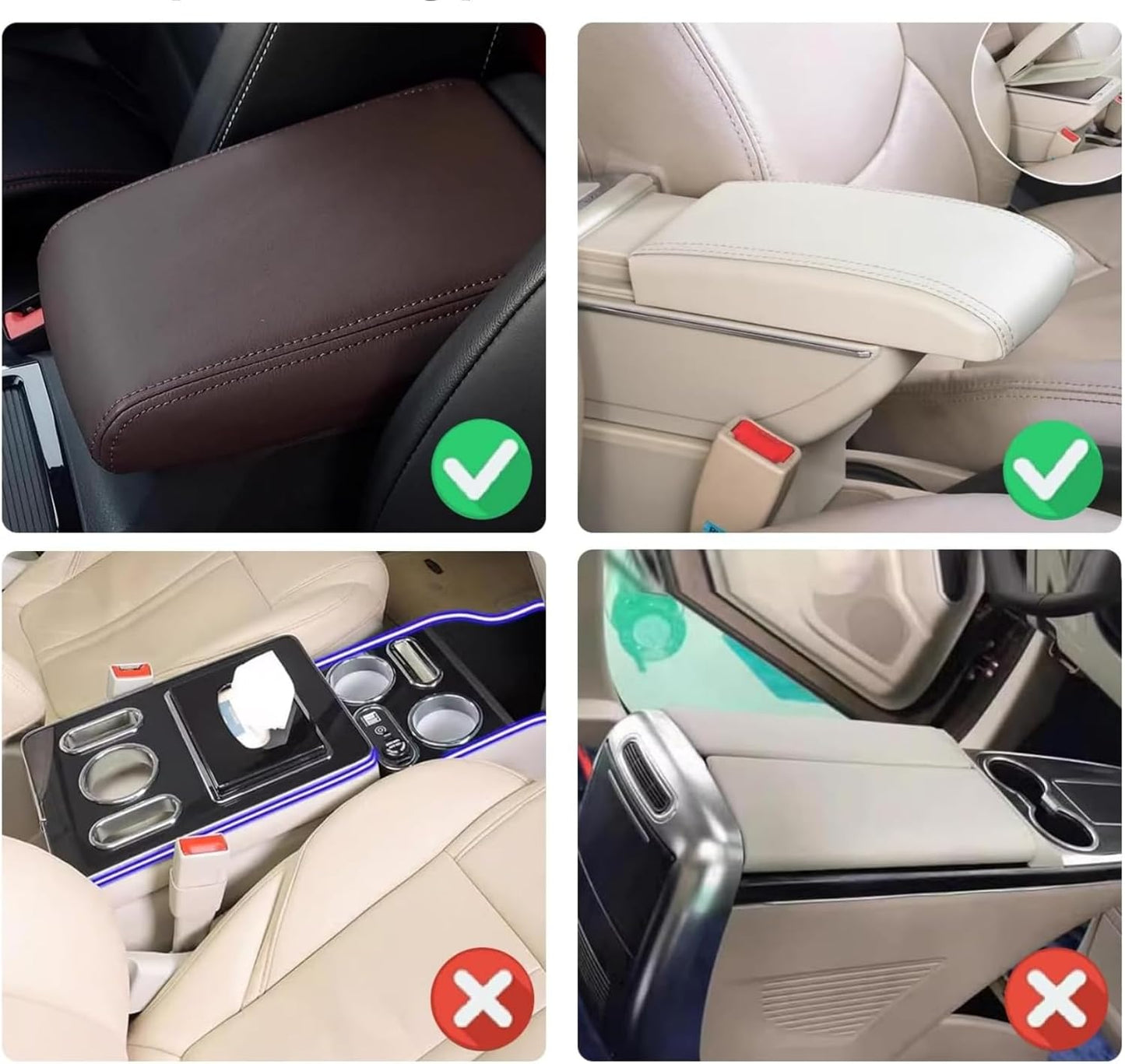 Arm Rest Cover for Car with 2 Storage Bags, Central Console Cover Armrest Pad, Suede Leather, Auto Interior Accessories for Most Vehicles, All-Season Comfort, Black