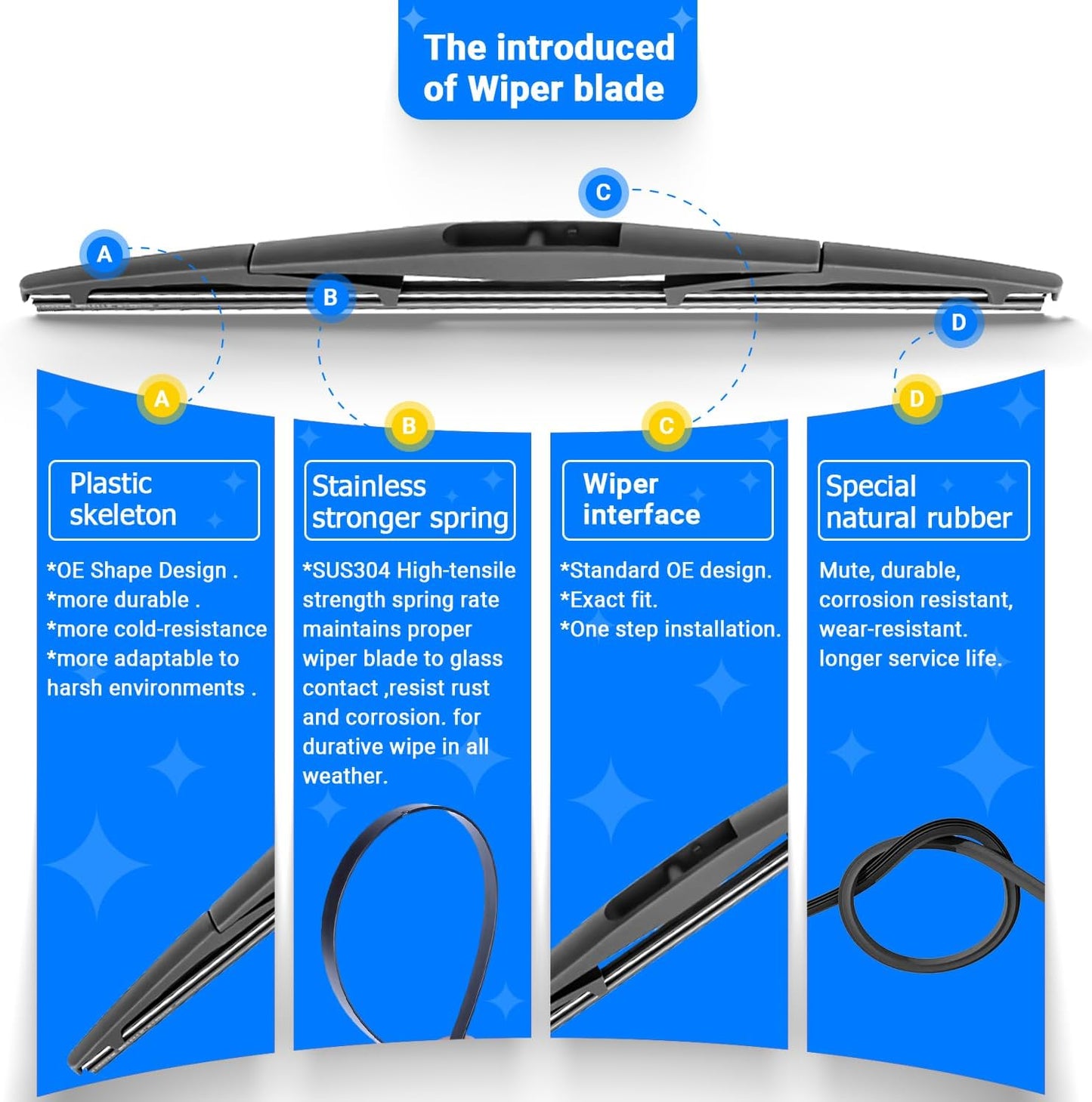 Windshield Wiper Blades Replacement for Jeep Wrangler JL 2018 2019 2020 2021 2022 2023 Original Factory Quality Front Rear Wipers Blade Set for My Car - 16" 16" 12" (Pack of 3)