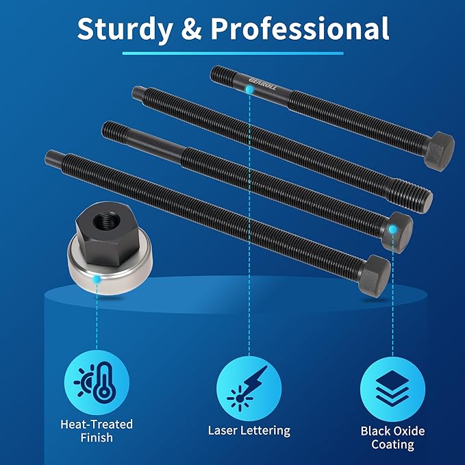 5Pcs Harmonic Balancer Installer Tool Set, Long Reach Crank Pulley Underdrive Damper Puller Installation Tool Kit, Compatible with Ford, GM, Dodge and Chrysler V8 and V6 Engines