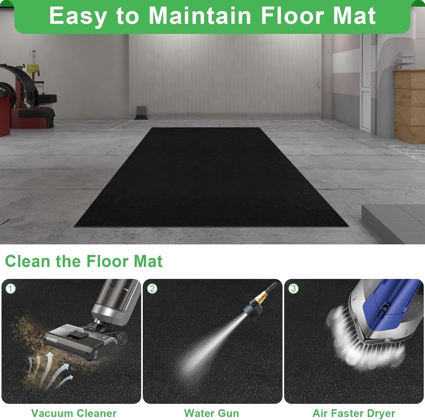 Golf Cart Parking Mat 9.84 ft. x 4.92 ft, 3.0MM Thickened Oil Absorbent Universal Garage Repair Floor Mat for EZGO, Club Car, Yamaha, Motorcycles, Mower, ATV, UTV - Anti Slip Mechanic Pad Cut to Size