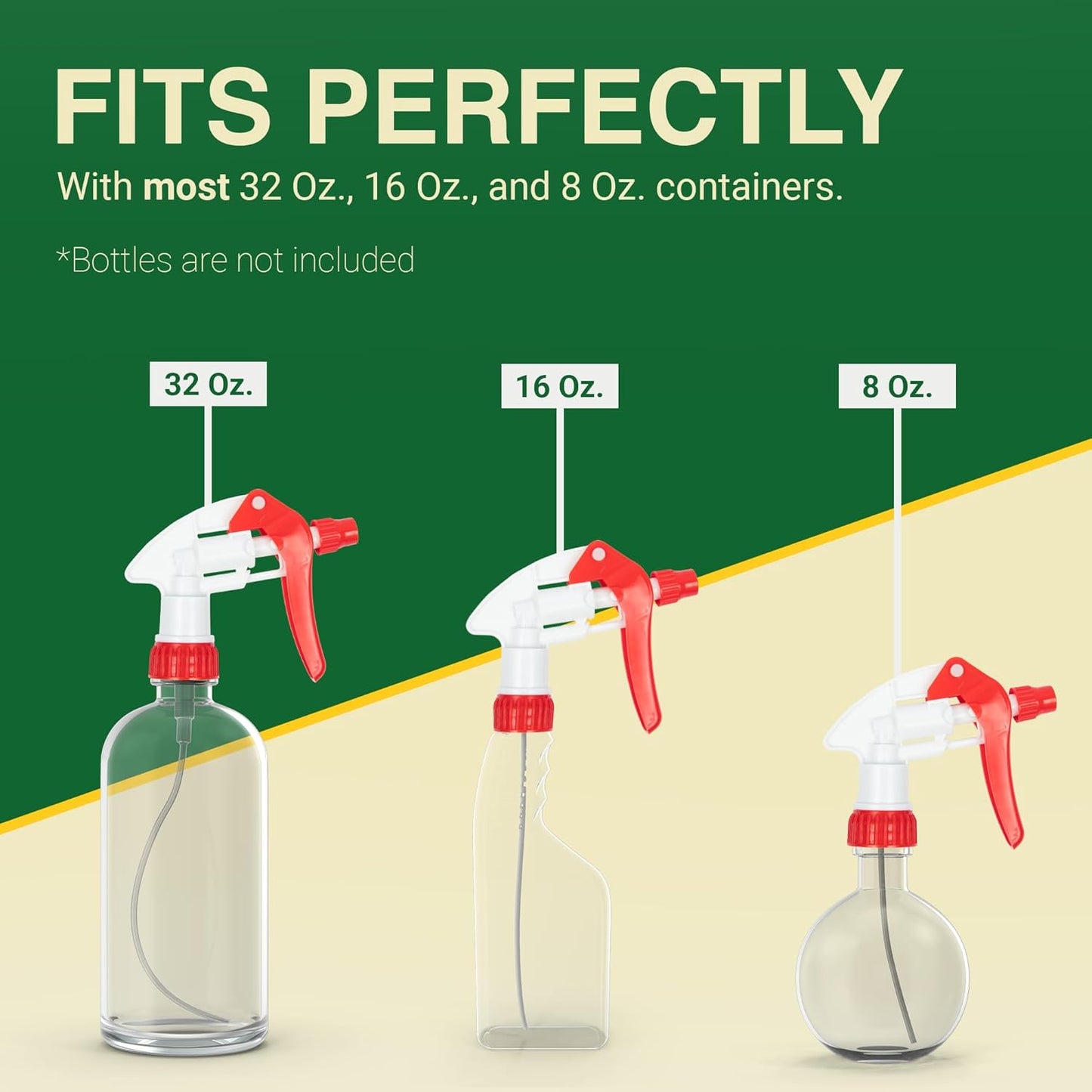 Spray Bottle Nozzle Replacement, Bottle Tops Only - Sprayer Nozzle Triggers for Heavy Duty, Commercial, Home Cleaning Solutions - Fits 8,16,24,32 oz Plastic & Glass Bottles, Red 24 pack