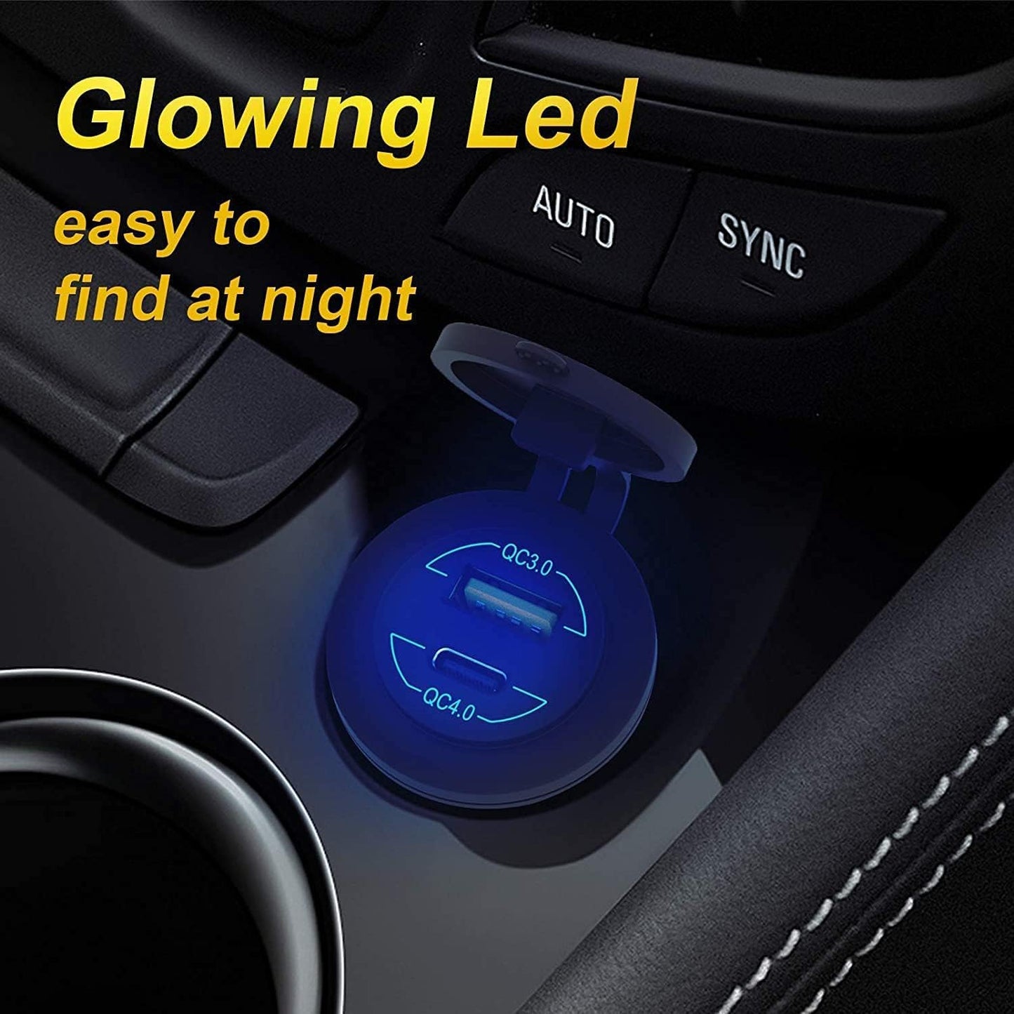 2 Pack 12V USB Outlet - 90W(Max) Dual Ports QC4.0 PD & Quick Charge3.0 Car Charger Socket with LED Indicator - Waterproof USB C Port for Car Boat Marine Motorcycle RV Truck ATV Golf Cart