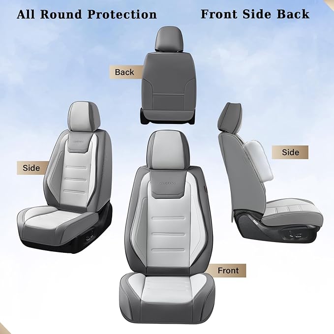 Coverado Car Seat Covers, Front Covers for Cars, Car Seat Cover Front Seats, Automotive Seat Cover, Waterproof, Leather Car Seat Cushion, Universal Interior Covers Seat Protectors for Most Cars