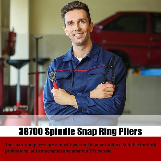 38700 Spindle Snap Ring Pliers, 12in Heavy Duty Internal External Snap Ring Pliers, for Installation and Removal of Circlips,Compatible with Ford Super Duty Pickups 2007 and Newer