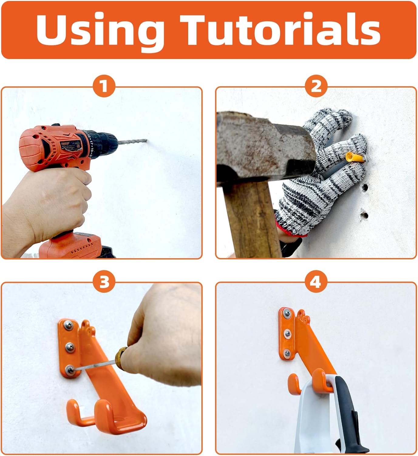 Chainsaw Hanger, 4 Pack Chainsaw Wall Mount, Heavy Duty Chainsaw Holder, Garage Organization Garage Storage Shed Organizer Mounted Chainsaw Rack