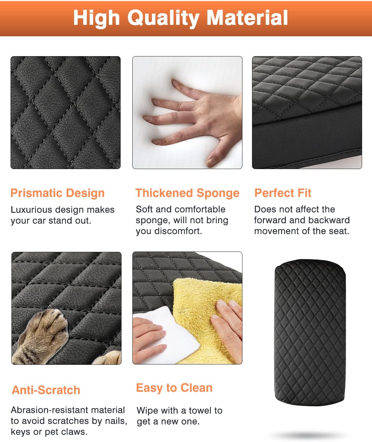 Shademax BMW X3 Center Console Cover, Armrest Cover Cushion Pad for BMW X3 Accessories 2024 2023-2018, PU Leather Armrest Seat Box Protector BMW X3 Middle Console Cover Anti-Scratch Black