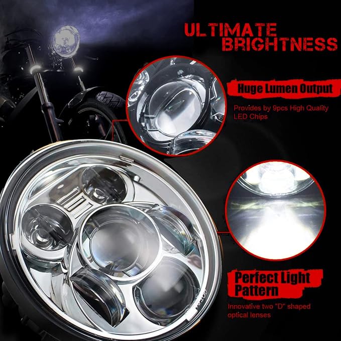 SLK-Lights VT1300 Fury Daymaker LED Headlight 5 3/4in - Direct Fit - Plug & Play - Compatible Honda VT1300 2010-2025 Honda Fury, Sabre, Interstate, and Stateline (White)
