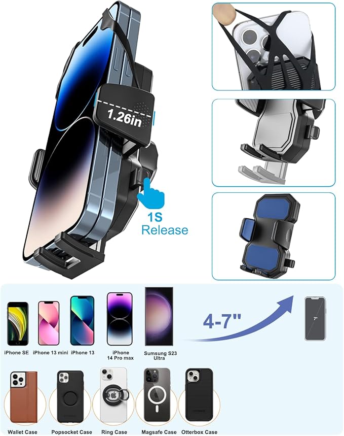 woleyi Gooseneck Bike Phone Holder, Motorcycle Phone Mount - Bicycle Handlebar Cell Phone Clip for Electric Scooter, Dirt Mountain Cycling for iPhone 17 Air Pro Max 16 15 14 13 12 11, All Smartphones