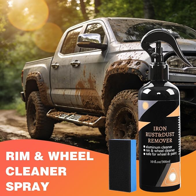 Rim & Wheel Cleaner Spray, Iron Rust & DUST Remover, Purple Color Changing Iron Remover, Brake Dust & Rust Cleaner for Most Wheels, Aluminum Safe, 10 fl oz