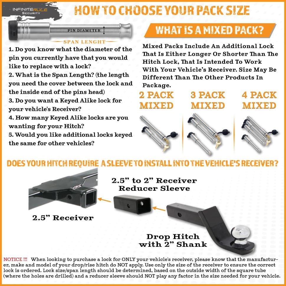 61571 | 2 Pack, Keyed Alike, Receiver Locks for 2" Receiver - Class III & IV