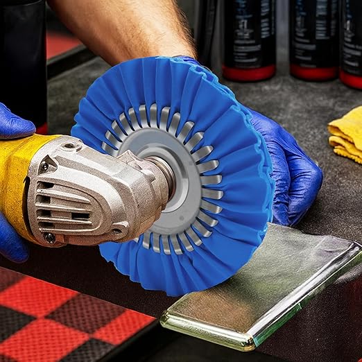 2PCS 8" Airway Buffing Wheel with 5/8" Arbor Flange-Free Hub,Blue Buffing Wheels for Angle Grinder, Heavy Cutting Metal Polishing Wheel for Aluminum Wheels Stainless Steel Metal Surface Prep