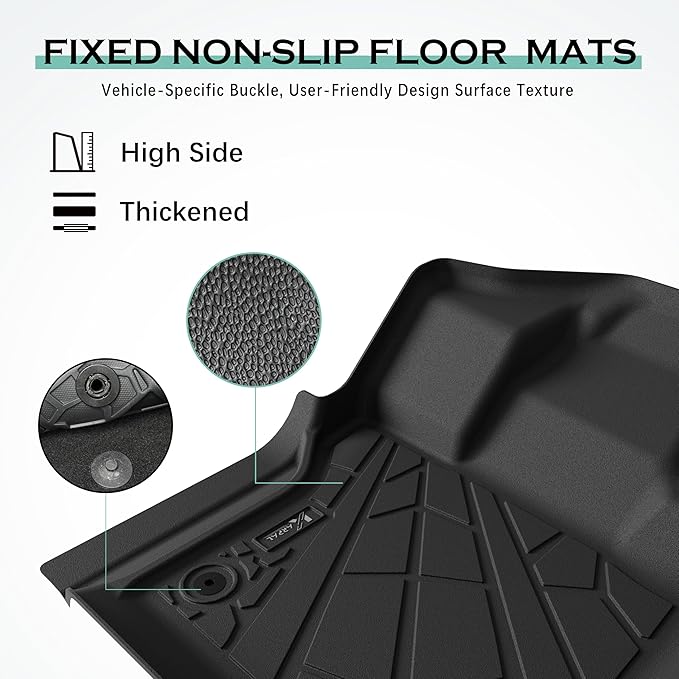 KARPAL Floor Mats Fit Ford F-150 Supercrew/Supercab 2015-2026 (Includes 22-26 Lightning Model) Custom Fit All Weather TPE F150 Accessories Car Mats Front Floor Liners