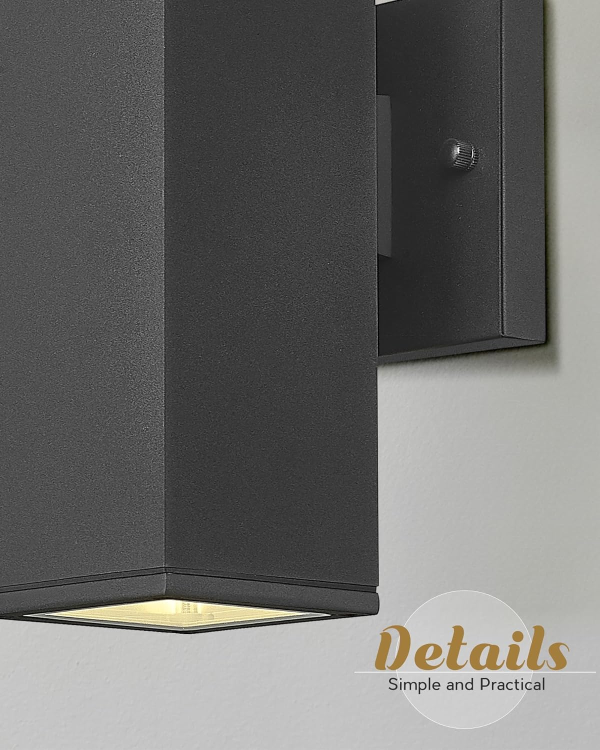 Ken & Ricky Outdoor Wall Lights, Modern Exterior Lighting Fixtures, Aluminum Front Porch Light, Black Outdoor Wall Sconce with Glass Cover, KR3324-W-2PK