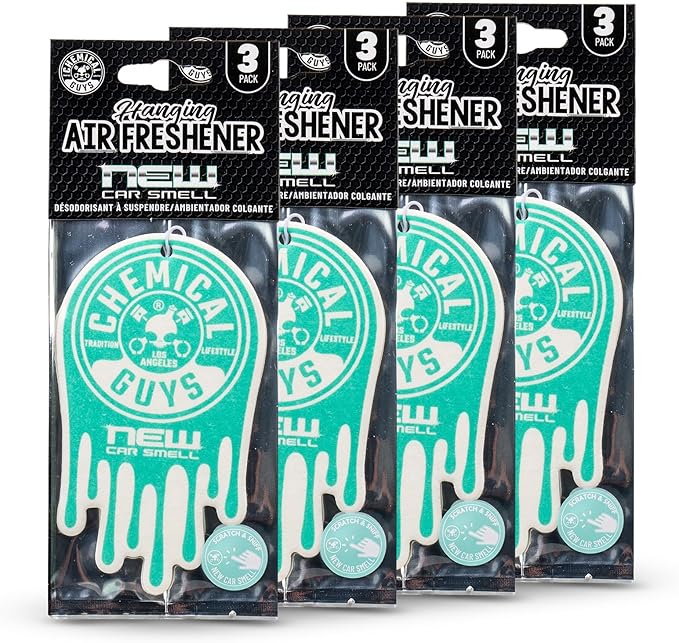 Chemical Guys Hanging Air Fresheners - New Car Scent for Cars, Trucks, SUVs, RVs, Home, Office, Work, Dorm Room, & More - 12 Pack - AIR41304