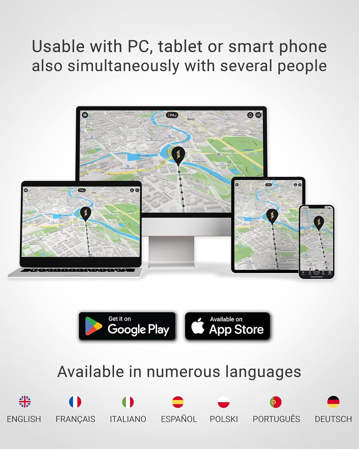 PAJ GPS OBD GPS Tracker 4G LTE, Fleet GPS Tracker, Real Time Tracking Device for Trucks & Transporters, Car Tracking with Alarm Notifications on Location, Speed Monitoring, Permanent Battery via OBD2