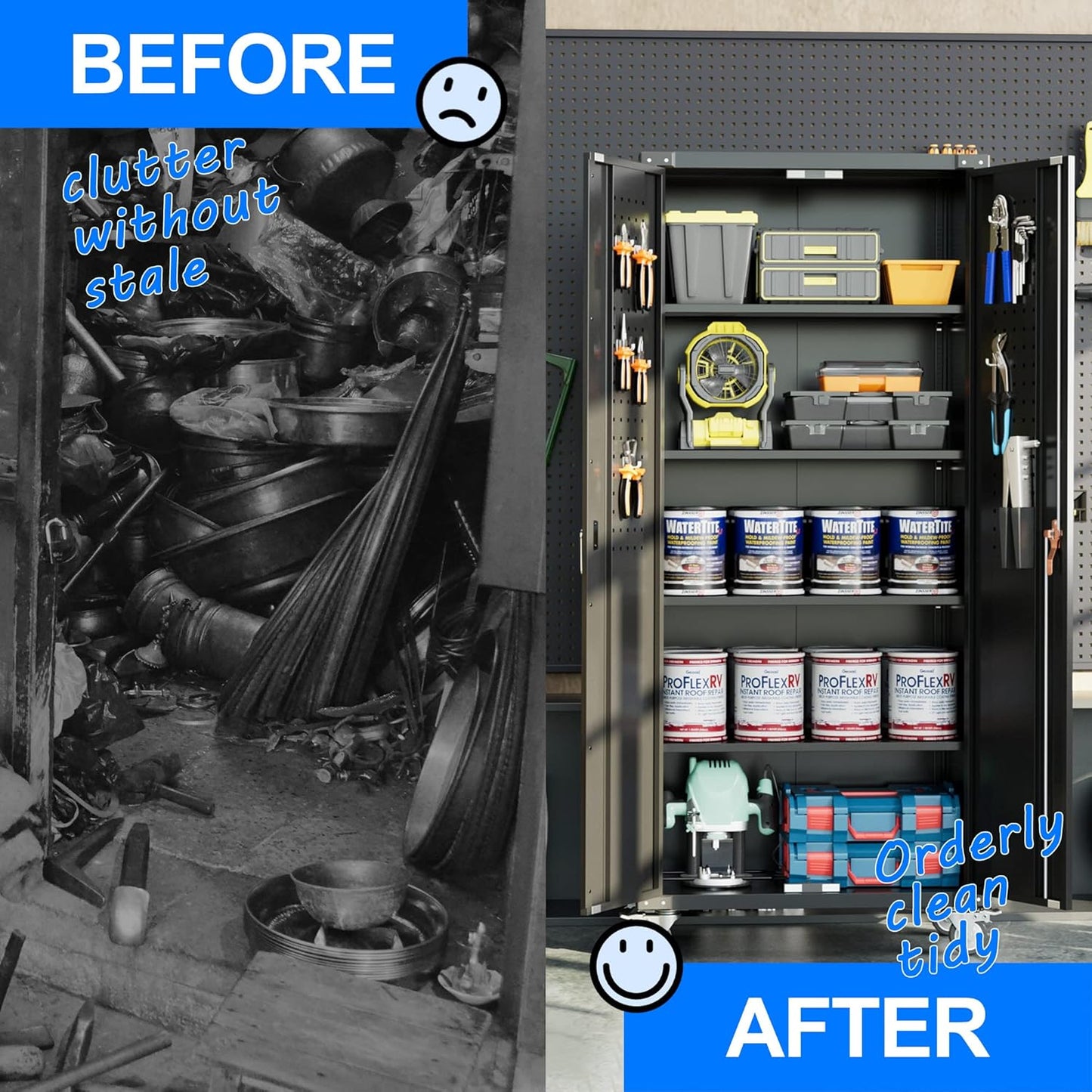 72" Metal Storage Cabinet with Wheels and Pegboard, Lockable Rolling Steel Storage Cabinet with 4 Adjustable Shelves and Door for Garage, Office, Kitchen, Assembly Required