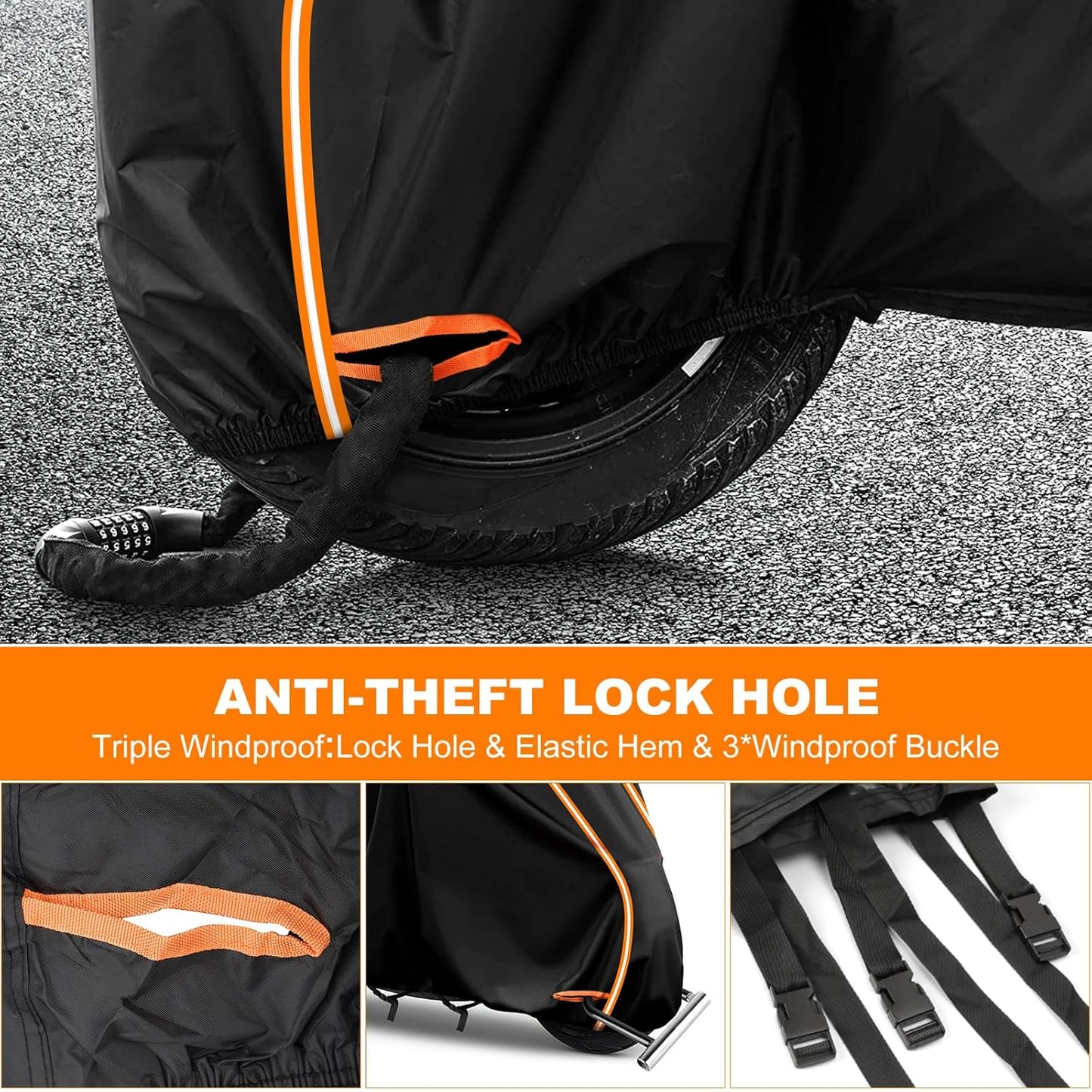 420D Waterproof Motorcycle Cover for Harley Davidson Cruiser, Softail Standard, Iron 883, Heritage Classic 114, Fat Boy, Sport Glide, Shadow Cruiser,Windproof Heavy Duty Outdoor Bike Cover