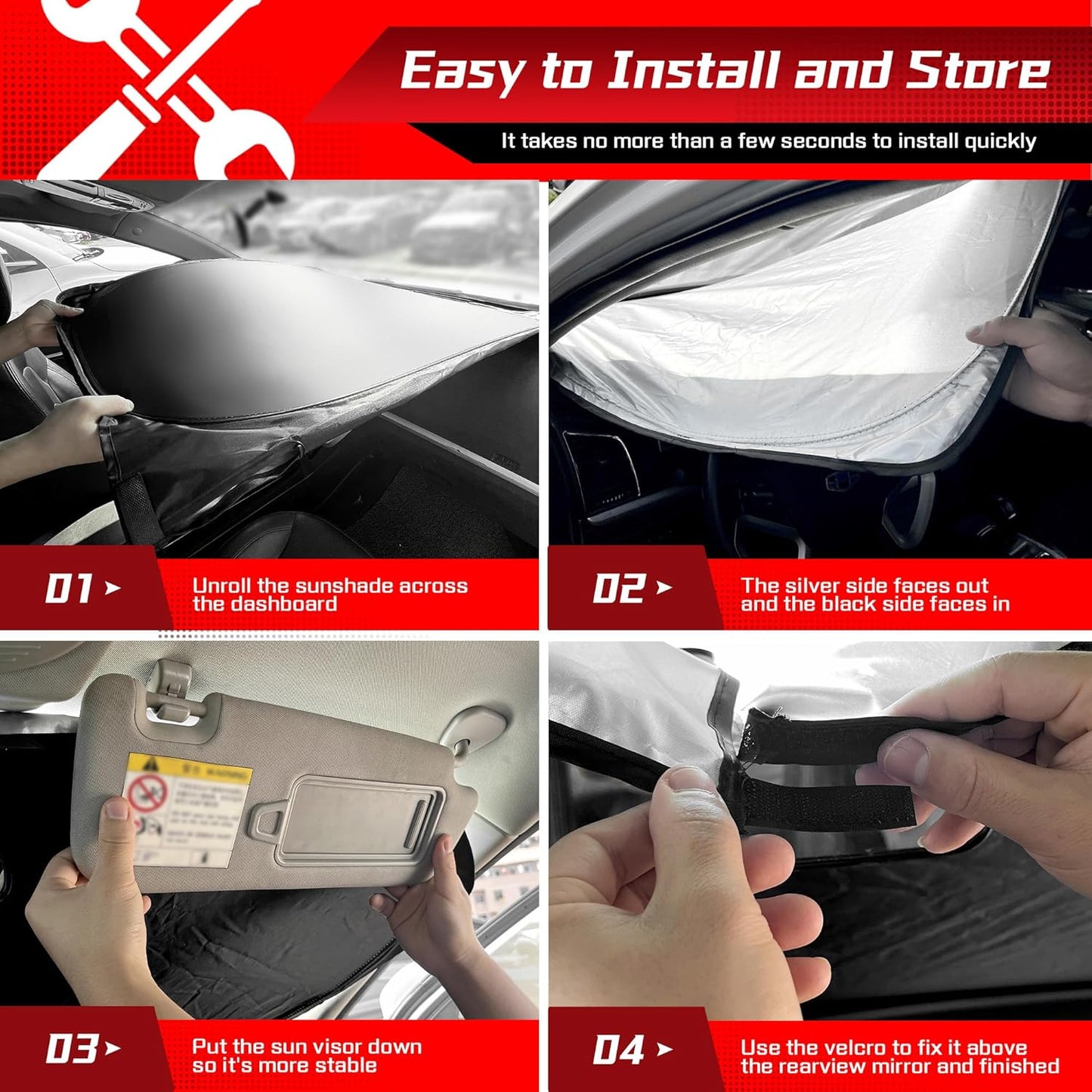 ARISMOTOR Windshield Sun Shade for Hyundai Kona 2024-2025, Custom Fit Foldable Front Window Sunshade Sun Visor Protector, Block UV Rays Keep Your Car Cooler