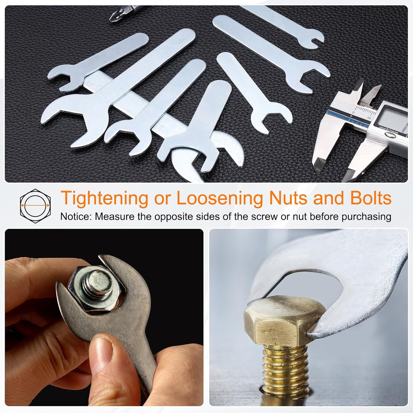 HARFINGTON 10pcs Small Wrench Open End Wrench 5.5x66x1.5mm Metric U-Shaped Single Open Ended Spanner Super Thin Small Flat Head Galvanizing Wrench for Automotive Repair Furniture Assembly