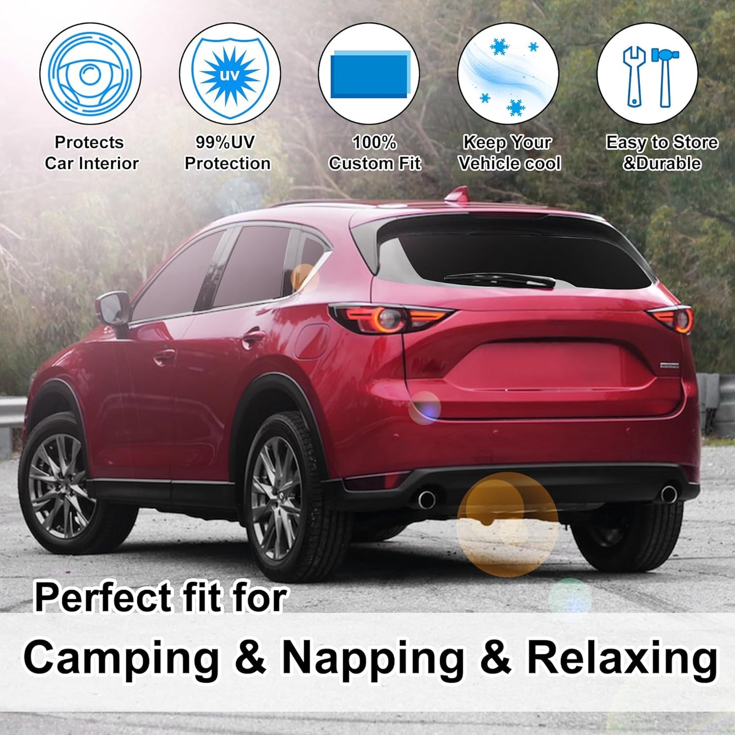 TINGLU Window Shades for Mazda CX-5 2017-2024 2025 Accessories Car Side Full Windows Rear Triangular Windshield Sun Shade Sun UV Rays & Privacy Protection for Camping,Napping,and Relaxing 8PCS