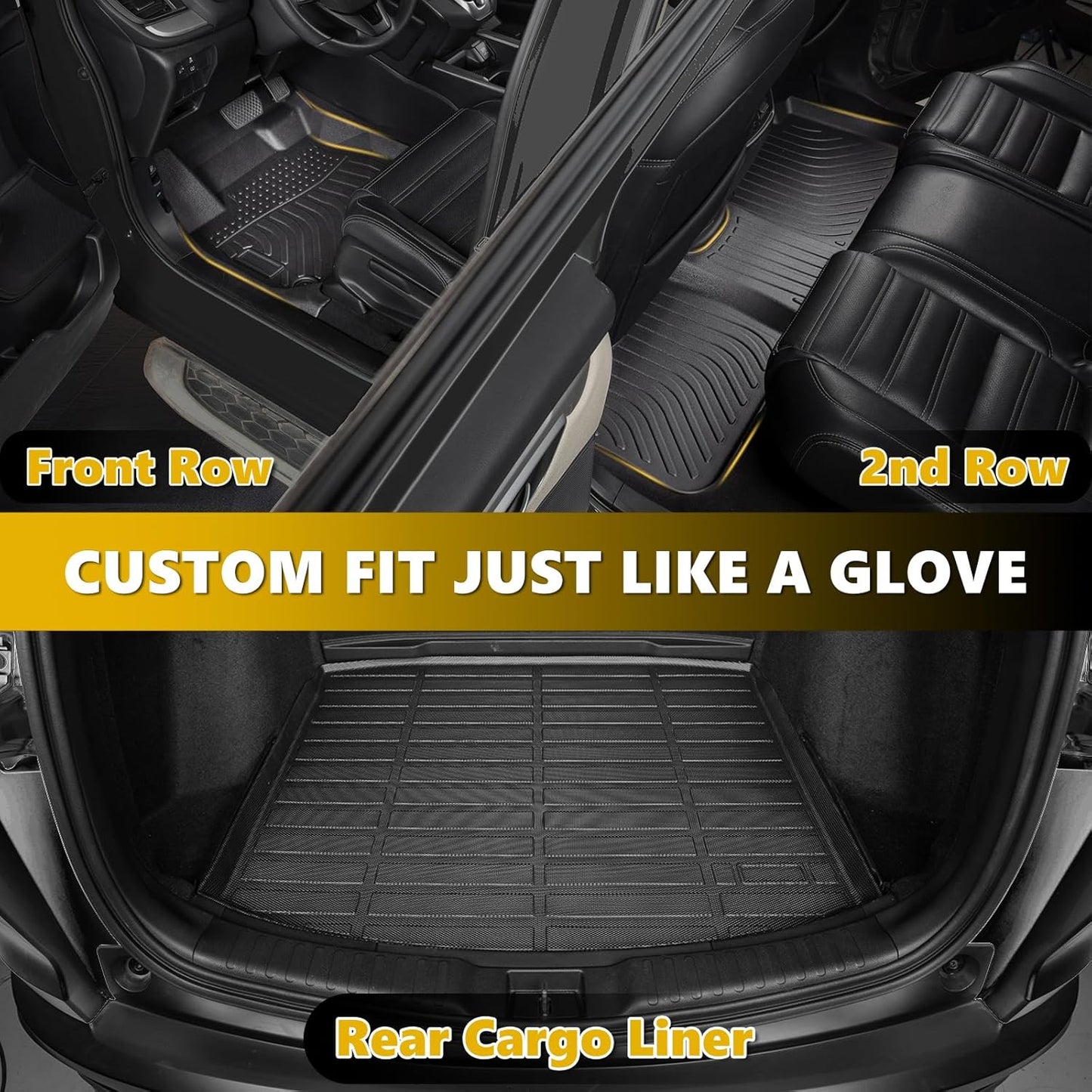 GINOWY-Floor Mats & Cargo Liner for Volvo XC60 2018-2025 (Fit for T5 T6,Not for Hybrid), All Weather Car Floor Mats for Volvo XC60 Accessories