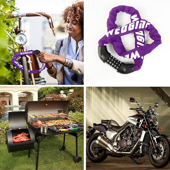 Bike Lock with Numbers and high Security Level, Bike Chain Lock, Bicycle Locks, 5 Digit Combination Lock for Bike, Bicycle, Scooter, Motorcycle, Door, Gate, Fence