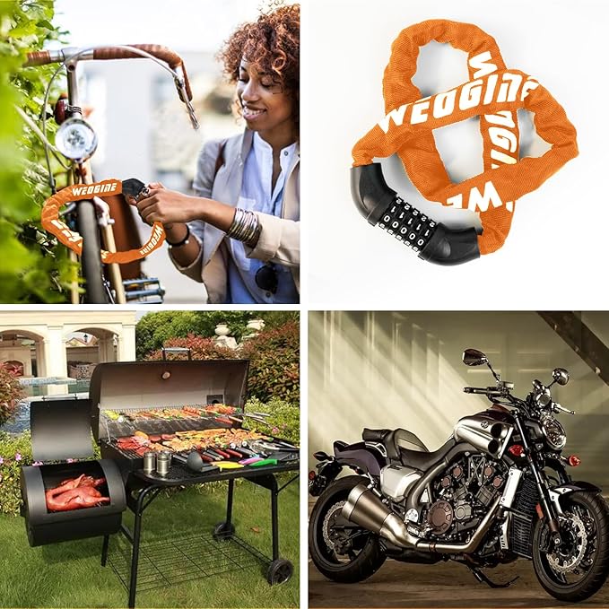 Bike Lock with Numbers and high Security Level, Bike Chain Lock, Bicycle Locks, 5 Digit Combination Lock for Bike, Bicycle, Scooter, Motorcycle, Door, Gate, Fence