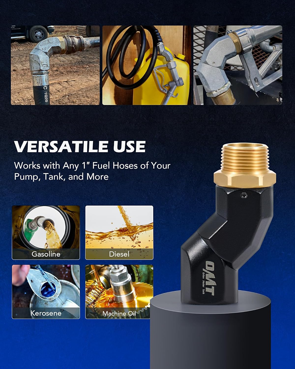 Orion Motor Tech 2pcs 1" NPT Fuel Hose Nozzle Swivel Kit, 1" NPT Fuel Transfer Swivels, Multi Plane 360 Rotating Fuel Tank Adapter Swivel Set with Accessories for Fuel Transfer Pump Gas Diesel