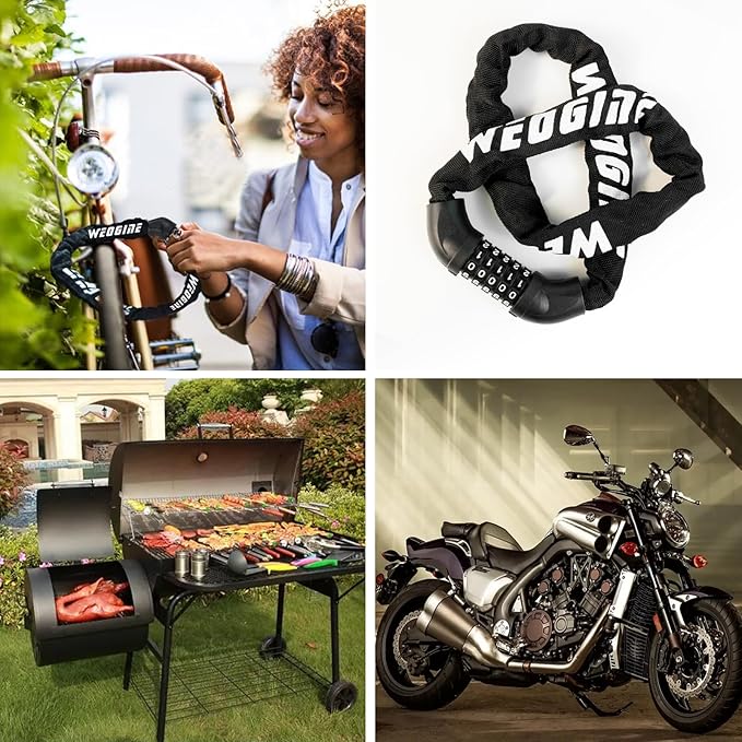 Bike Lock with Numbers and high Security Level, Bike Chain Lock, Bicycle Locks, 5 Digit Combination Lock for Bike, Bicycle, Scooter, Motorcycle, Door, Gate, Fence