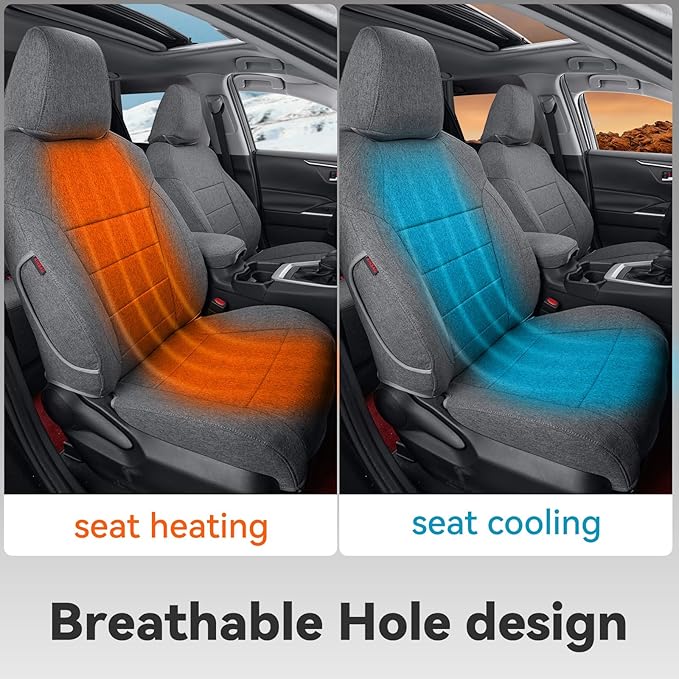 coverdream Corolla Cross Polyester Seat Covers Custom Fit for 2023-2026 Toyota Corolla Cross Hybrid S,SE,XSE,Nightshade SUV,Fully Covered,UV Resistant Cloth Car Seat Protector (Full Set,Gray)