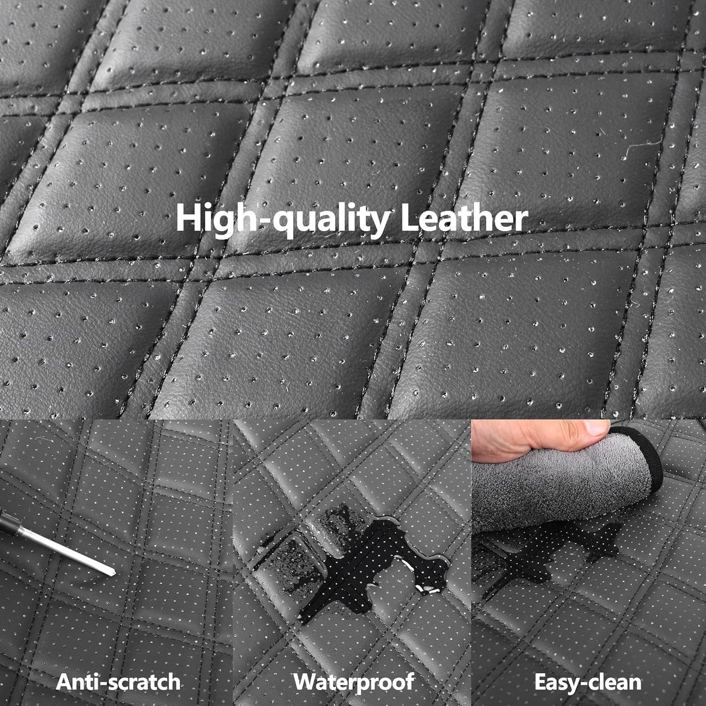 Car Seat Covers Full Set,Breathable and Waterproof Napa Leather Car Seat Cover,Interior Universal Fit for Cars,Sedans,SUVs,Vans,Trucks(Full Seat,Grey,N3)