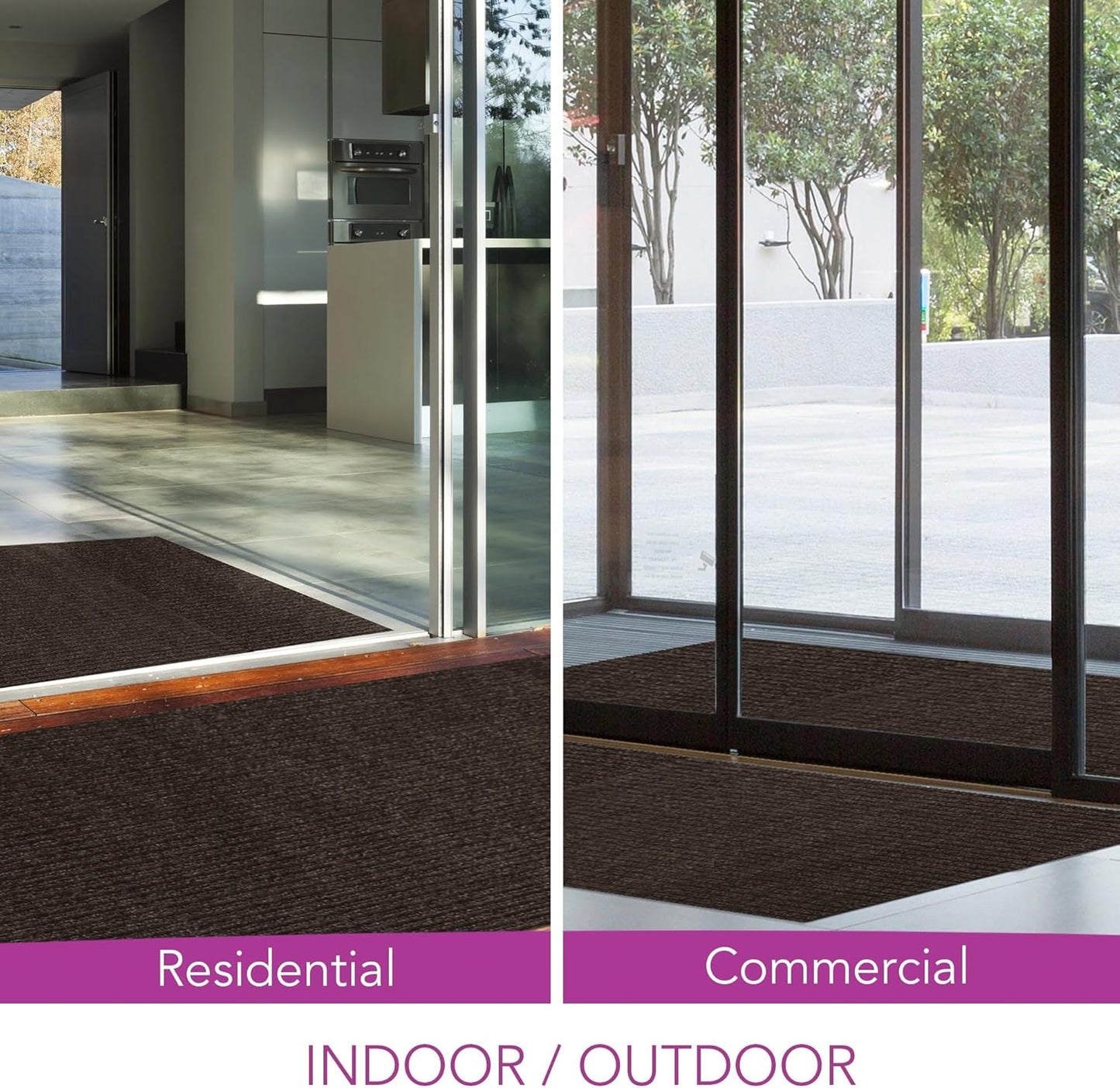 iCustomRug Spartan Weather Warrior Indoor/Outdoor Utility Ribbed Carpet Runner with Non-Slip Thermoplastic Rubber Backing, 6ft X 24ft in Brown