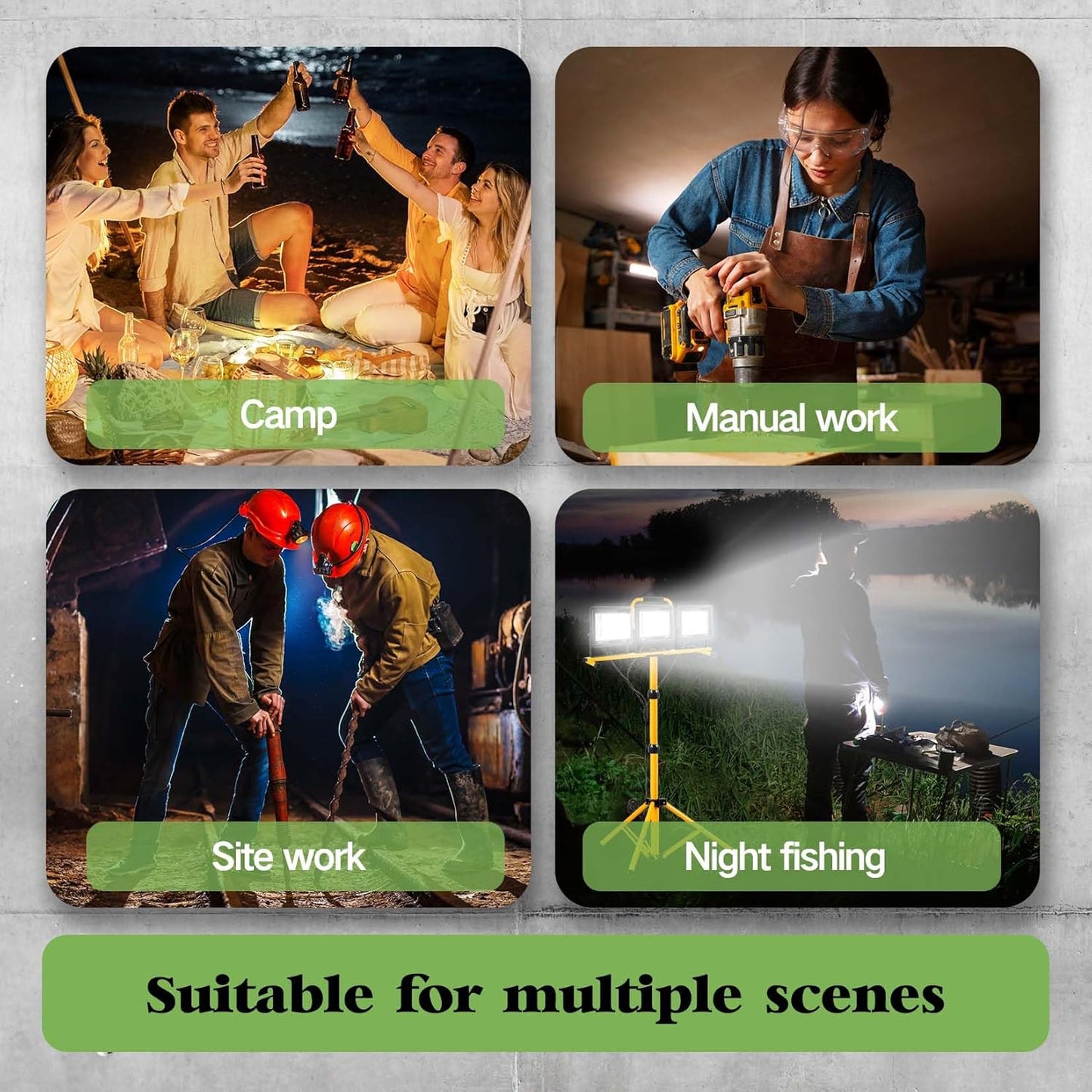 21000 Lumen Work Lights with Stand, 3 Adjustable Head LED Work Light,Foldable Tripod Stand and Portable Removable Led Construction Lights