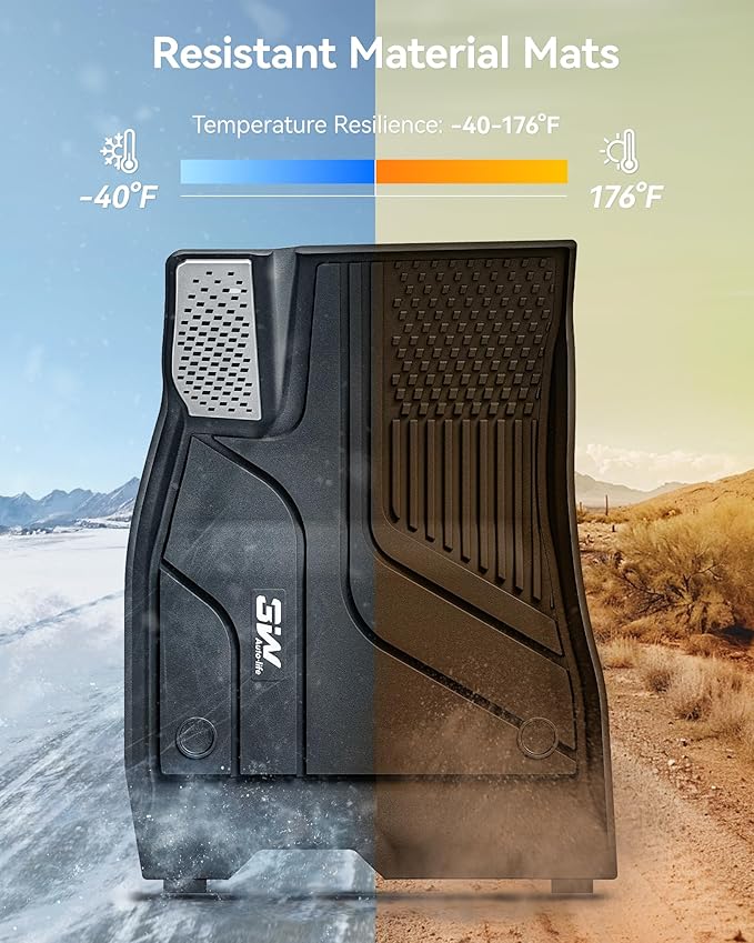 3W Tesla Model 3 Floor Mats 2026 2025 2024 with Mental Pedal, Full Set with Cargo Liner, Highland All Weather Custom Fit Rear Trunk Mat Accessories Black