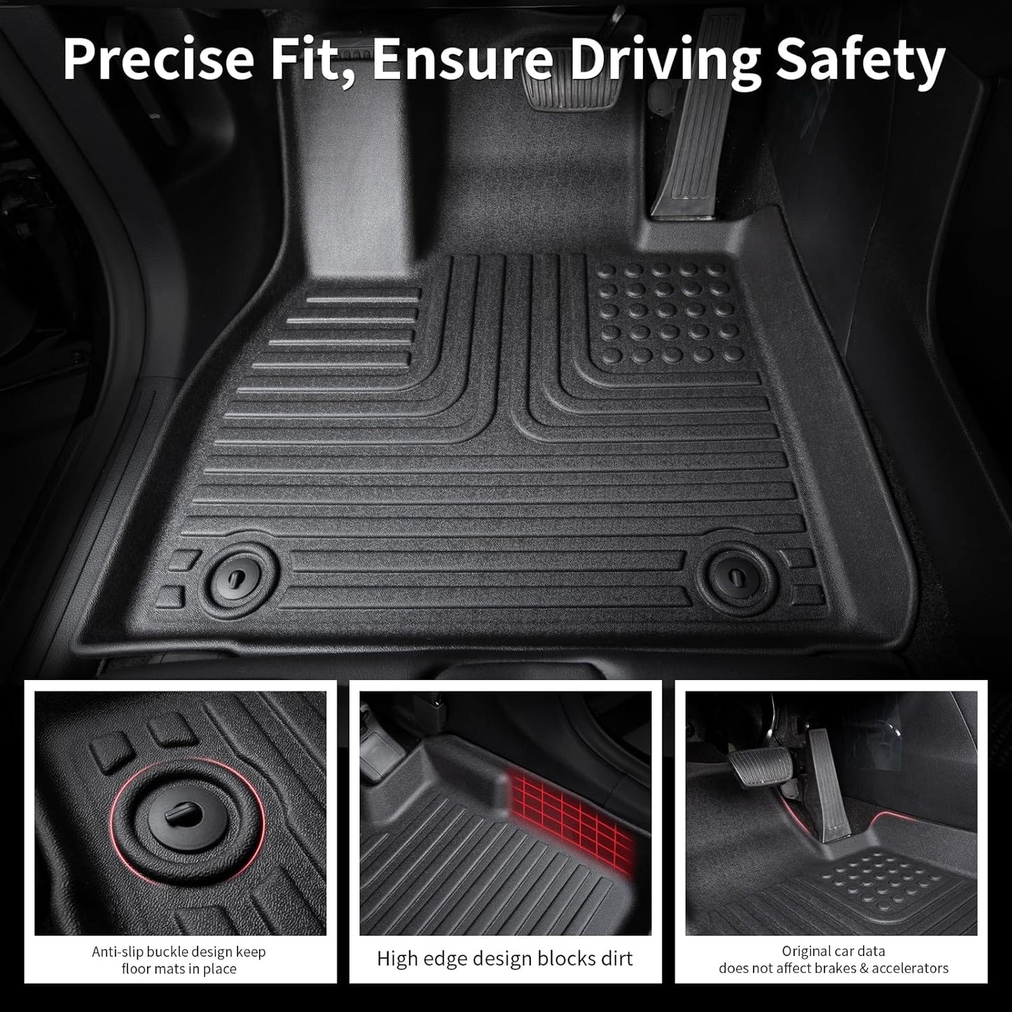 Wayhigh-All Weather Floor Mats & Cargo Liner Set for Nissan Kicks 2018-2024,Custom Fit TPE Car Mats Waterproof Heavy Duty Rubber Floor Liners Kicks Accessories