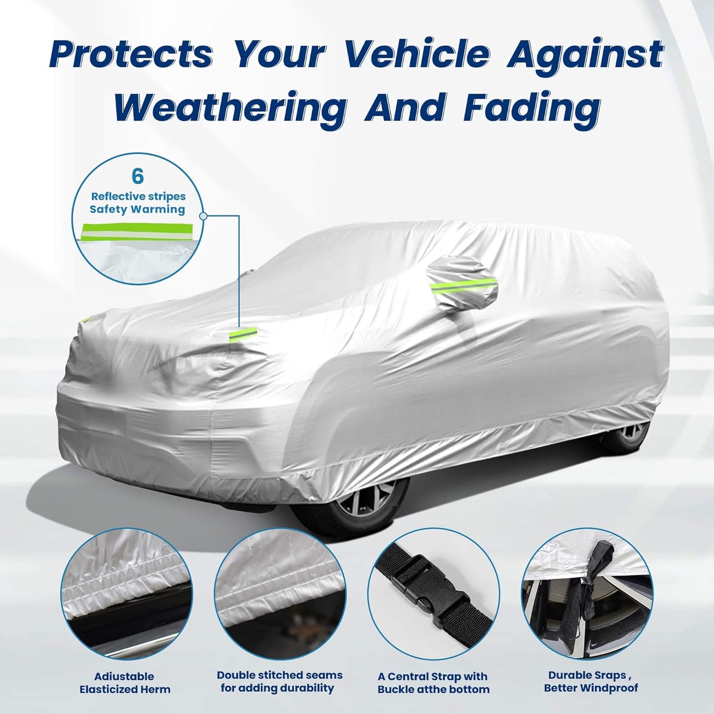 SUV Waterproof Car Covers for Automobiles All Weather Season UV Protection Snowproof Outdoor Full Cover Universal Fit SUV Up to 190’’