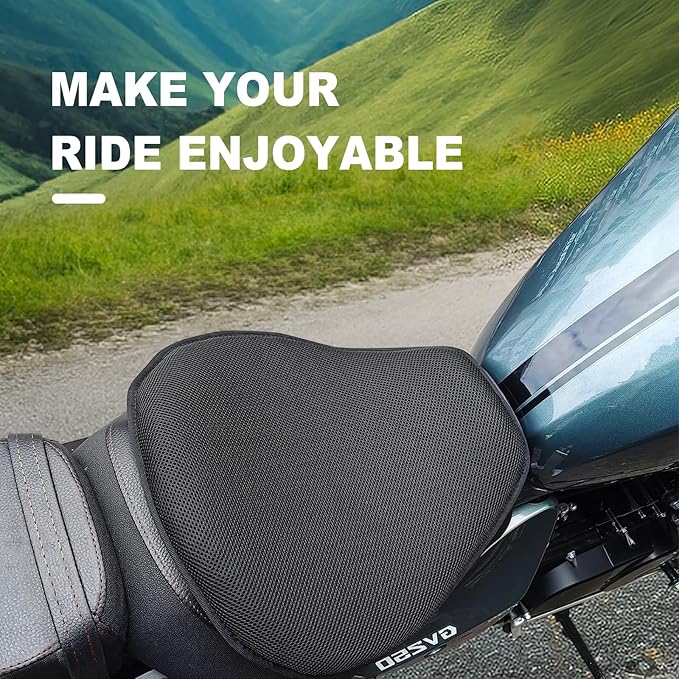 Motorcycle Gel Seat Cushion, 3D Honeycomb Shock-Absorbing, Hollow and Breathable, Hel Material is Compressive, Non-Breaking, Non-Hardening, Soft and Comfortable (Four Seasons)