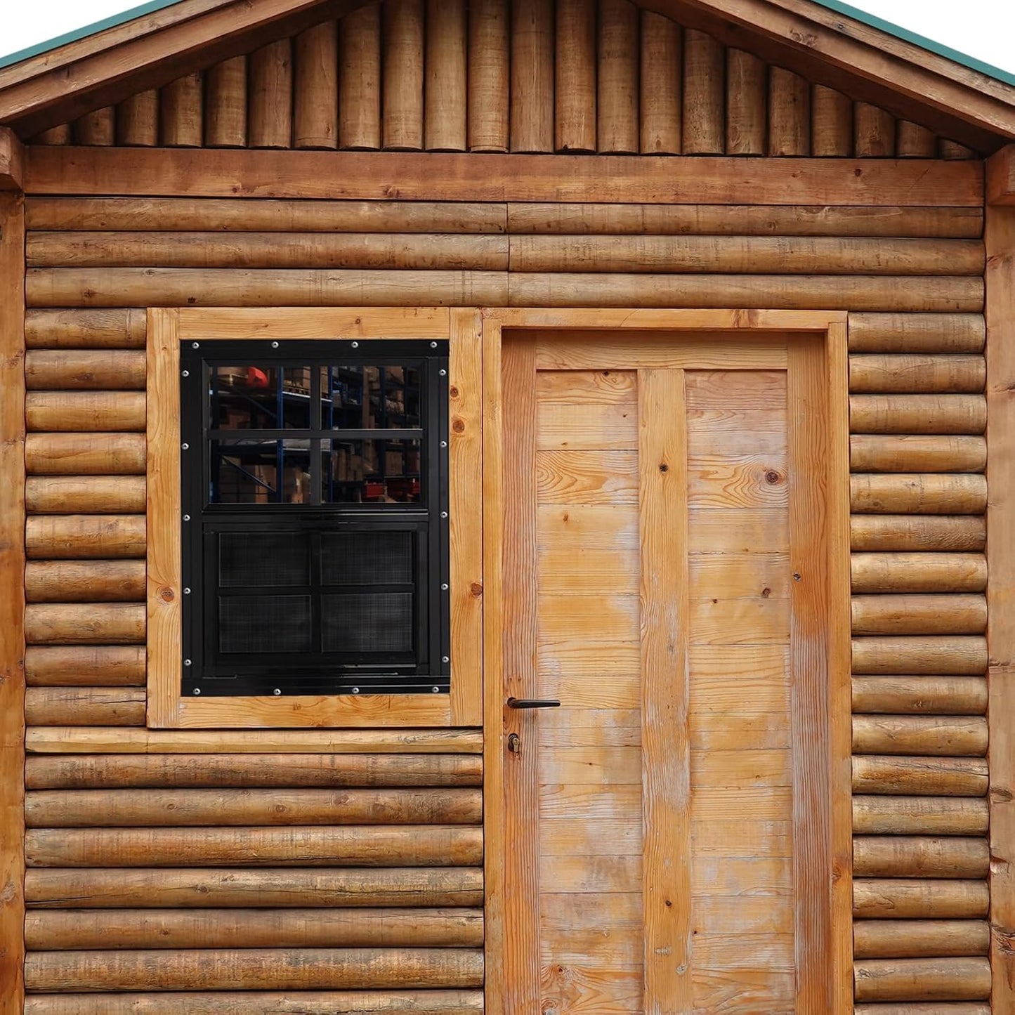 NeatiEase Upgraded Shed Windows 2 Pack, 18" x 27" Windows with Tempered Glass and Stainless Steel Screen for Shed, Chicken Coop, Playhouse, Household, Garage(Black)