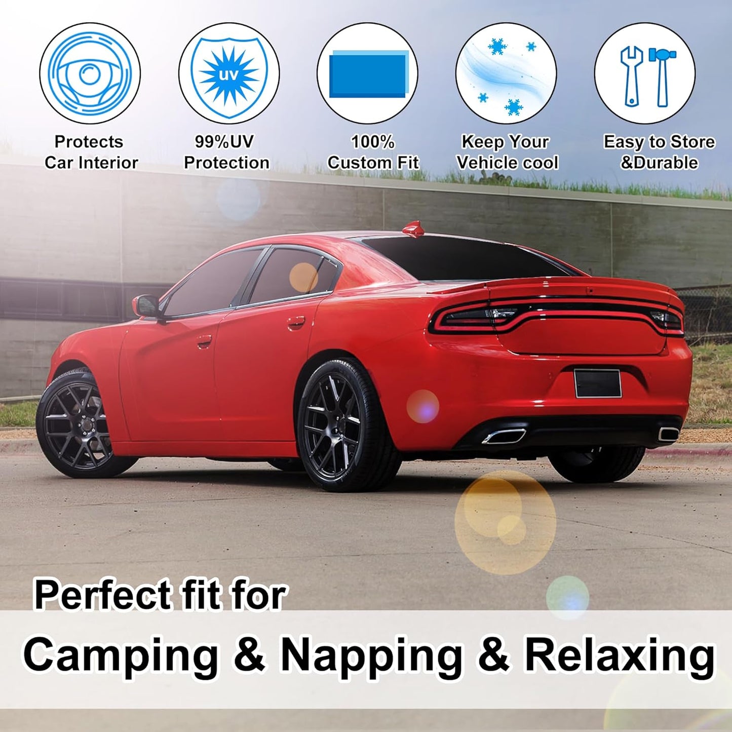 TINGLU Window Shades for Dodge Charger 2011-2023 Accessories Car Side Full Windows Cover Camping Rear Windshield Sun Shade Sun UV Rays Privacy Protection 6PCS