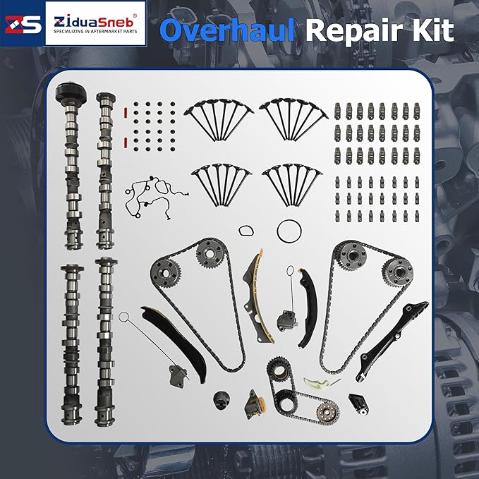 3.6 4Pcs Intake&Exhaust Camshafts Timing Chain Kit Valves Lifters Rocker Arms Fit For Chrysler Dodge Jeep Ram ProMaster 1500 3.6L V6 DOHC Pentastar 2011-2016 5184377AG 5184378AG 90511S