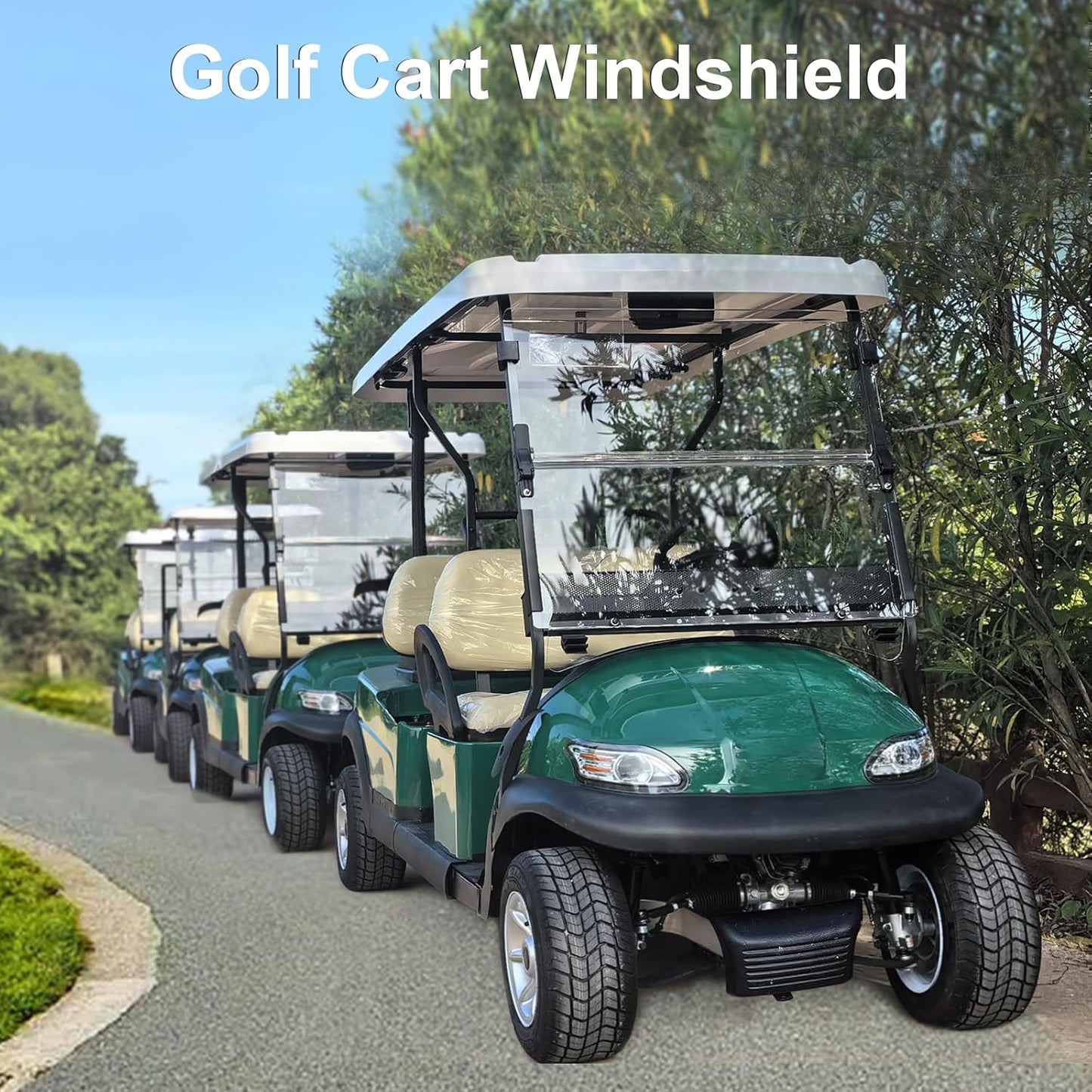 Upgraded Club Car Precedent Windshield,Golf Cart Windshield for Precedent/Tempo/Onward (2004-Up)– Heavy Duty Hinges, Foldable, Anti-UV & Impact Resistant, 5MM Thick PC Material, 37.6"W X 33.2"H