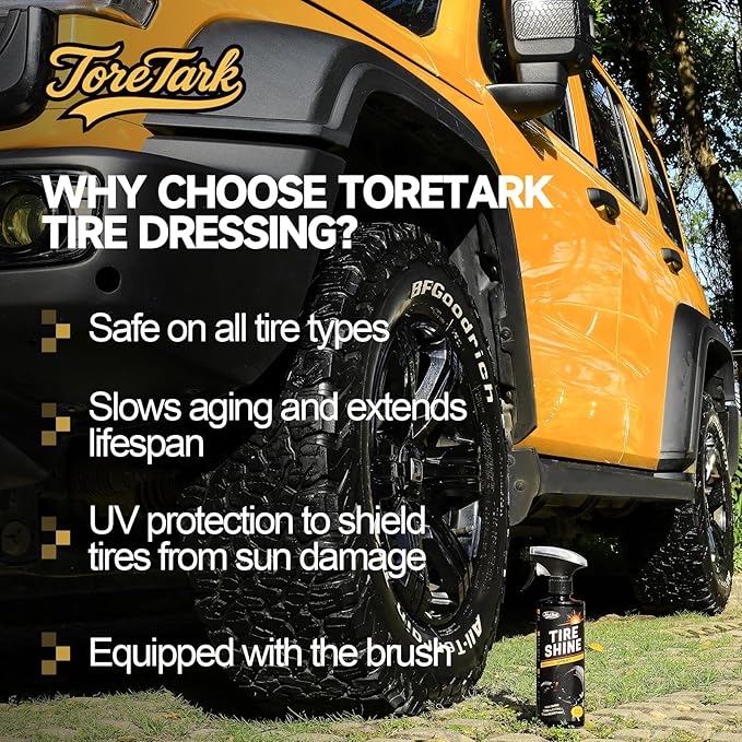 Tire Shine Spray, Ceramic Tire Coating, Not a Dressing, No Sling/Non-Greasy for Durable Black Wet Tire, Long Lasting UV Protection for Car, Truck & SUV Easy to Apply, 3.4 fl oz