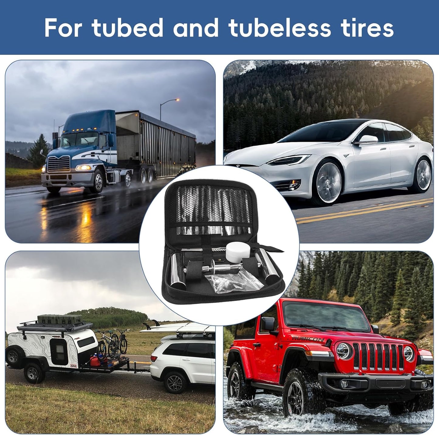 PINKJOY Tire Plug Kit with Plugs 36 Pcs for Car, Motorcycle, ATV, Jeep, Truck, Tractor Flat Tire Puncture Repair Tools