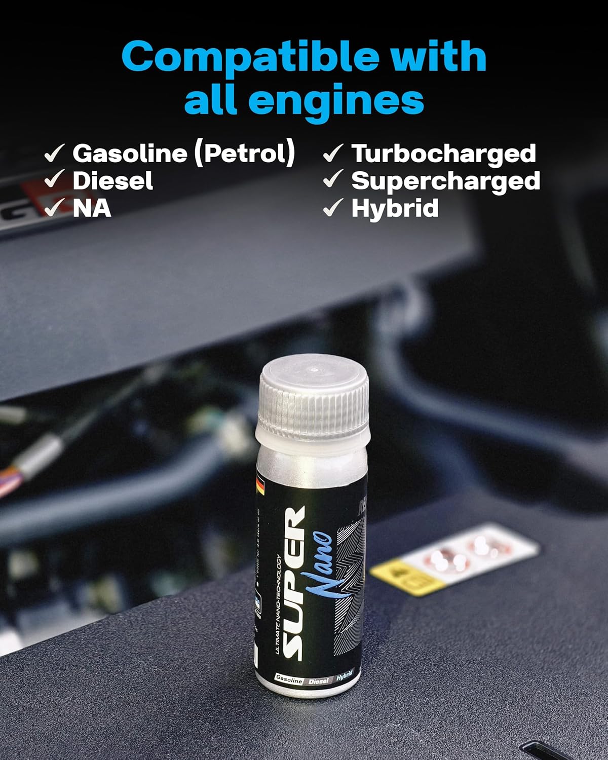 Pro Oil Additive for Car Engine - SuperNano Engine Remetalizer - Engine Flush with Advanced Nanoparticle Technology for Engine Wear Repair and Oil Treatment - Compatible with Gas, Diesel & Hybrid-50g