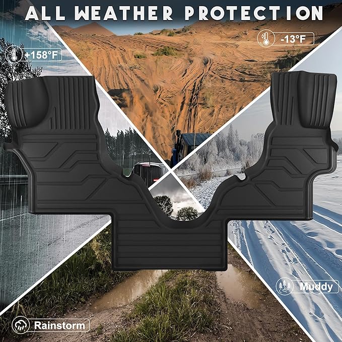 KARPAL Floor Mats for Ford Econoline/E-Series 2007-2025 E150/E250/E350/E450, Custom Fit TPE All Weather Ford Econoline Van Front Accessories 1st Row Floor Liner