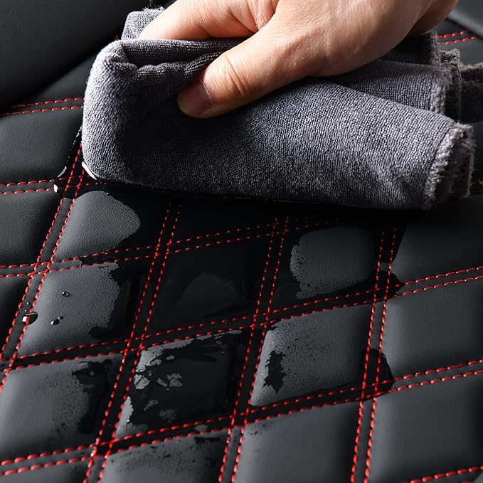 Huidasource Rear Seat Cover, Automotive Interior Car Back Seat Cover Protector Universal Fit for Most Cars Sedan SUV Pickup Truck, Back Seat Car Cover Fit for Altima Mazda Hyundai(Back Row/Black&Red)